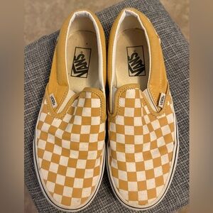 Vans Checkerboard Slip-On Sneakers - Yellow and White